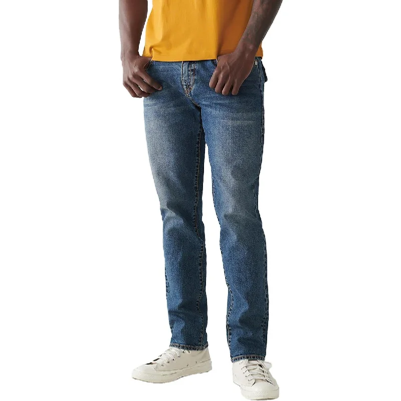 True Religion Mens Geno Relaxed Medium Wash Slim Jeans Trendy Skinny Fit Jeans