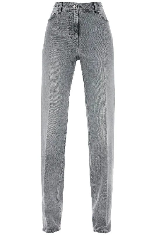 straight jeans with medusa details 1013687 1A11547 MID GREY Chic Cropped Jeans