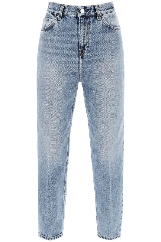 organic denim tapered jeans 223 231 741 32 WORN BLUE Fashionable Raw Edge Jeans