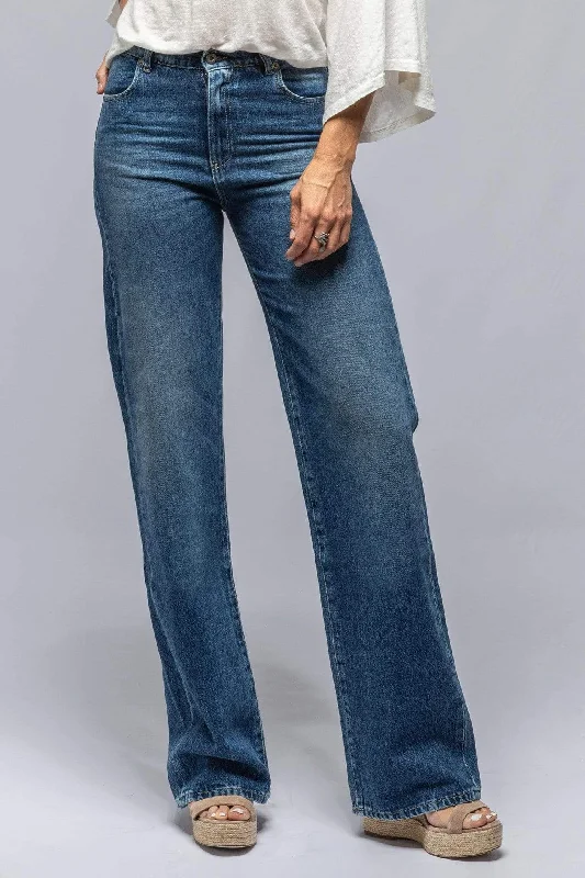 Martina High Rise Wide Leg Jean In Mid Blue Chic Faded Blue Jeans