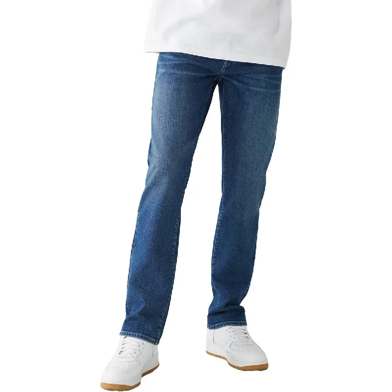 True Religion Mens Ricky Relaxed Medium Wash Straight Leg Jeans Trendy Low-Rise Slim Jeans