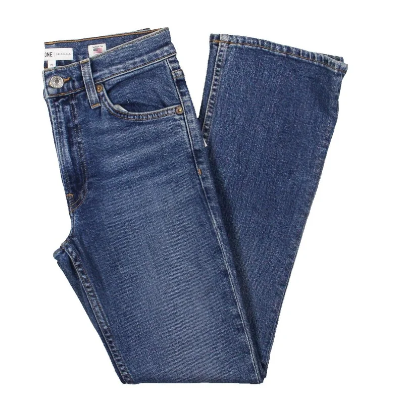 RE/DONE Womens Mid-Rise Ankle Bootcut Jeans Casual Loose Fit Jeans
