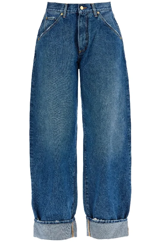 khris barrel jeans WTR43 DBL01W053 W053 MEDIUM WASH Chic Faded Blue Jeans