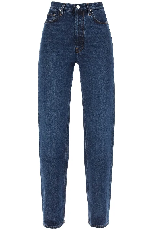 Toteme organic denim classic cut jeans 234 2036 741 32 DARK BLUE Comfortable Distressed Straight-Leg Jeans Toteme organic denim classic cut jeans 234 2036 741 32 DARK BLUE Comfortable Distressed Straight-Leg Jeans