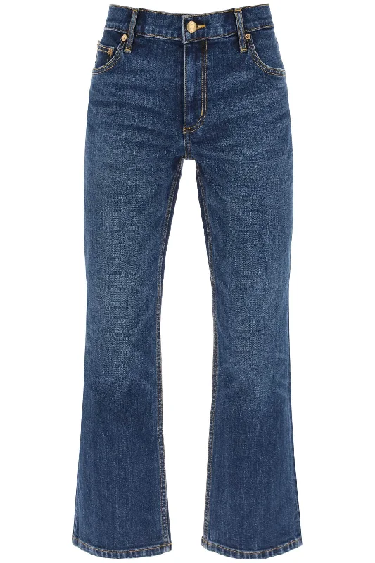 cropped flared jeans 153248 AGED DARK WASH Stylish Stone-Wash Denim Jeans
