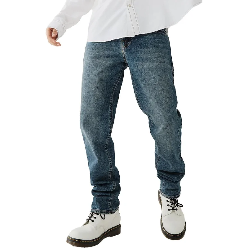 True Religion Mens Geno Relaxed Medium Wash Slim Jeans Cozy Relaxed Fit Denim Jeans