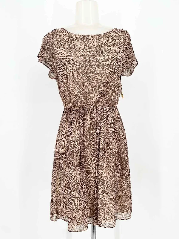 alice+olivia Women's Beige/Brown High Neck Animal Print Size XS Dress