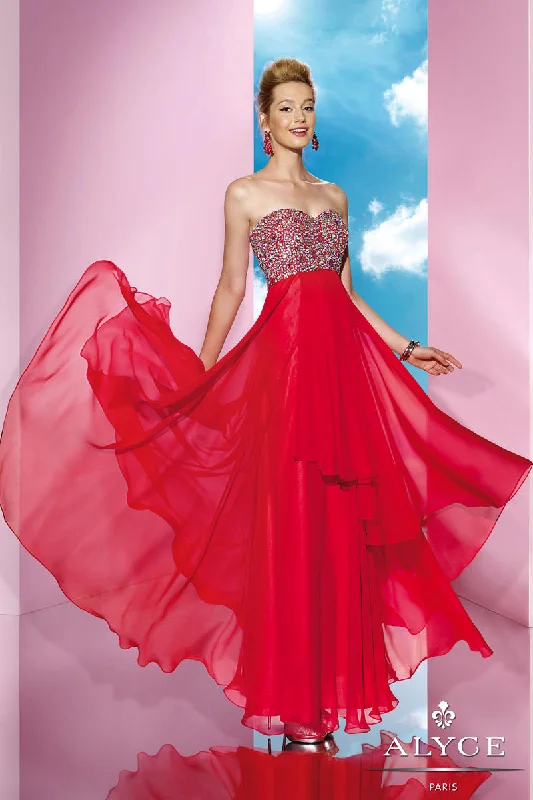 Alyce Paris 35620 Geranium Pink Flowy Chiffon Dress - Size 2