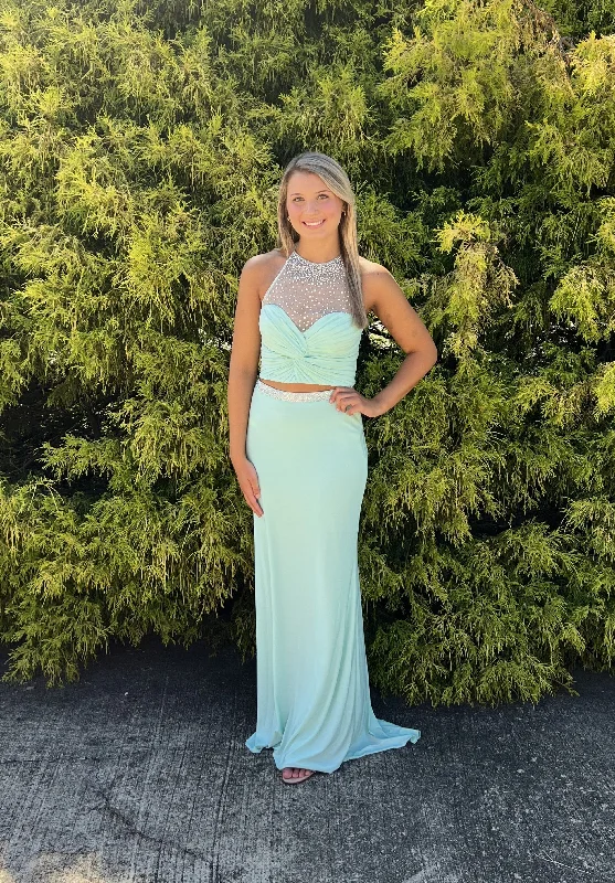 Alyce Paris 35795 Aqua 2 Piece Fitted Dress