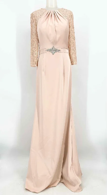 Alyce Women's Blush Open Back Rhinestone Lace Trim Formal Size 4 Gown