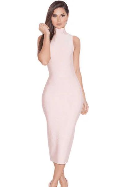 Blush High Neck Bandage Pencil Dress