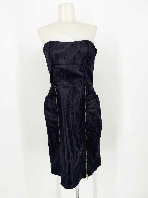 LOEFFLER RANDALL Women's Black Strapless sheen Size 8 Dress