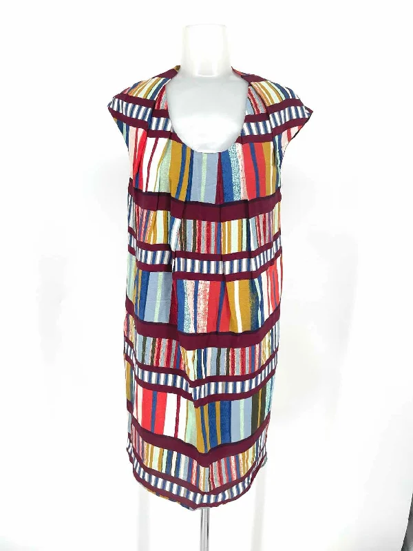 maeve Women's Burgundy Print Scoop Neck Bars Size 2 Dress