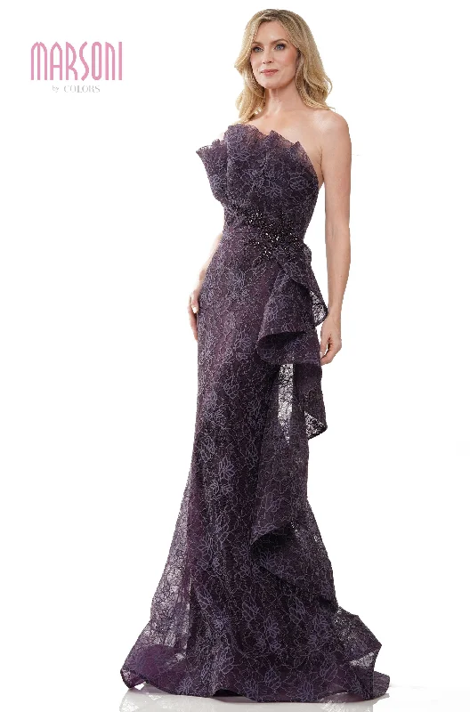 Marsoni by Colors -MV1245 Fit And Flare Dress With Horsehaired Ruffle On Dress