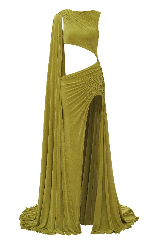 OVERFLOWING GOWN IN GREEN