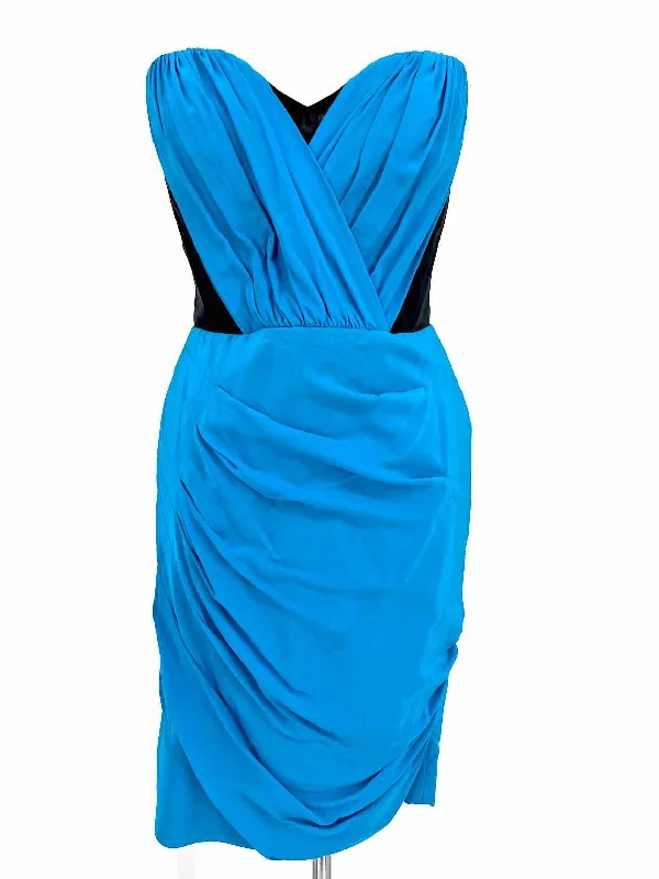 Sine Women's Blue/Black Strapless Ruched Date Night Size 6 Dress