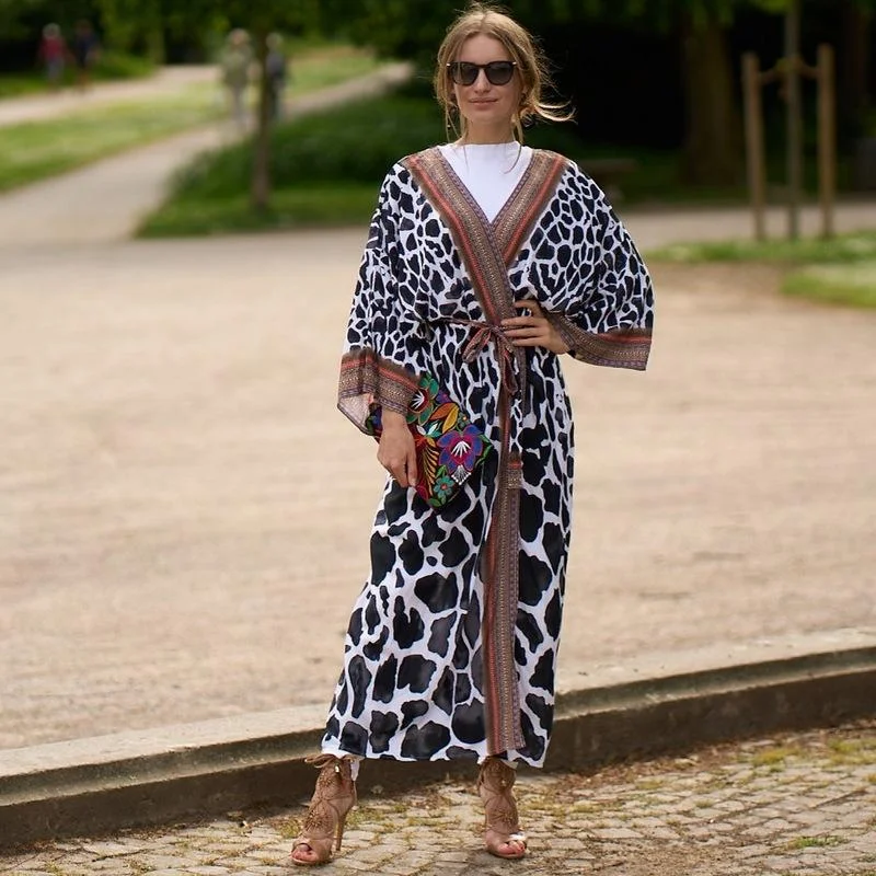 Summer Leopard Beachwear Cover Up Dresses