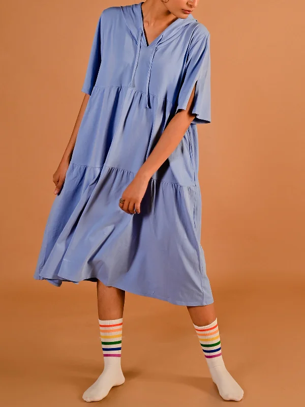 Irreplaceable Hoodie Dress - Vista Blue