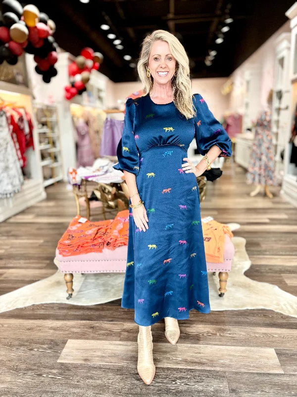 Vilagallo Navy Leopard Dress