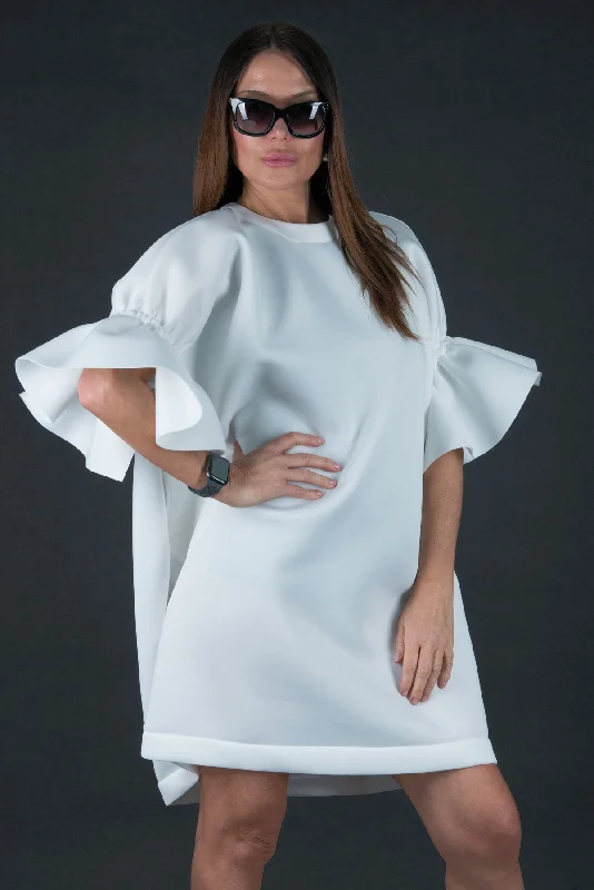 White Winter Neoprene Dress ESTER