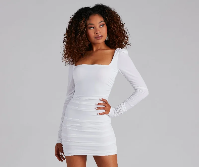 Classy Glamour Ruched Mini Dress Elegant Tulle Mini Dress