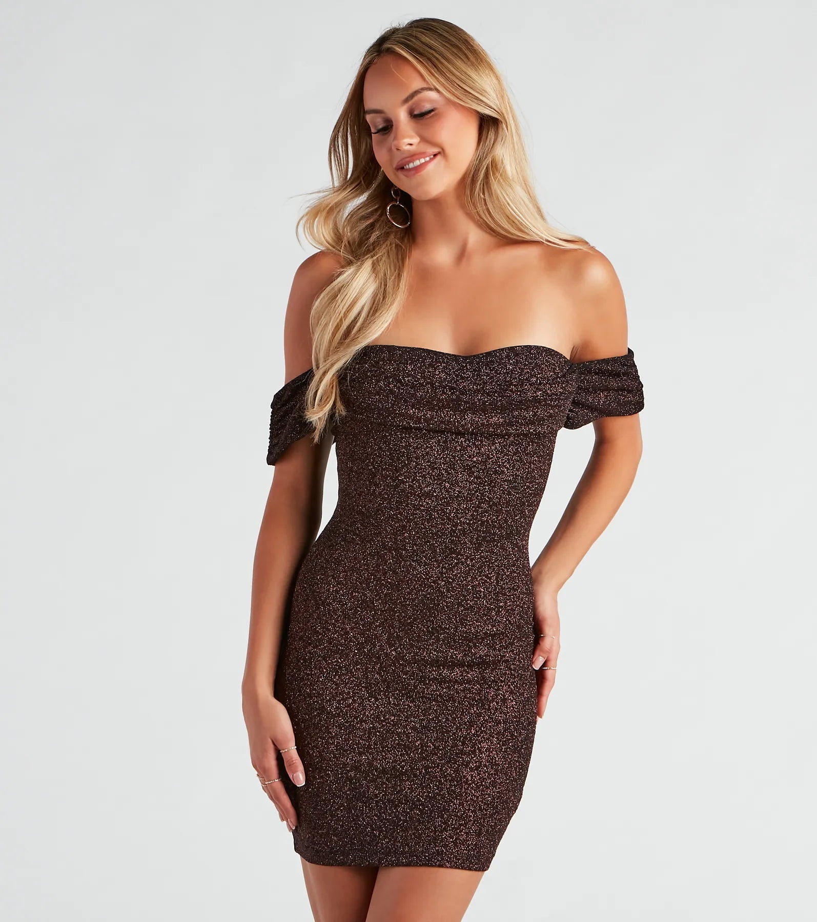 Night Out Glamour Glitter Mini Dress Fashionable Mini Dress with Pockets